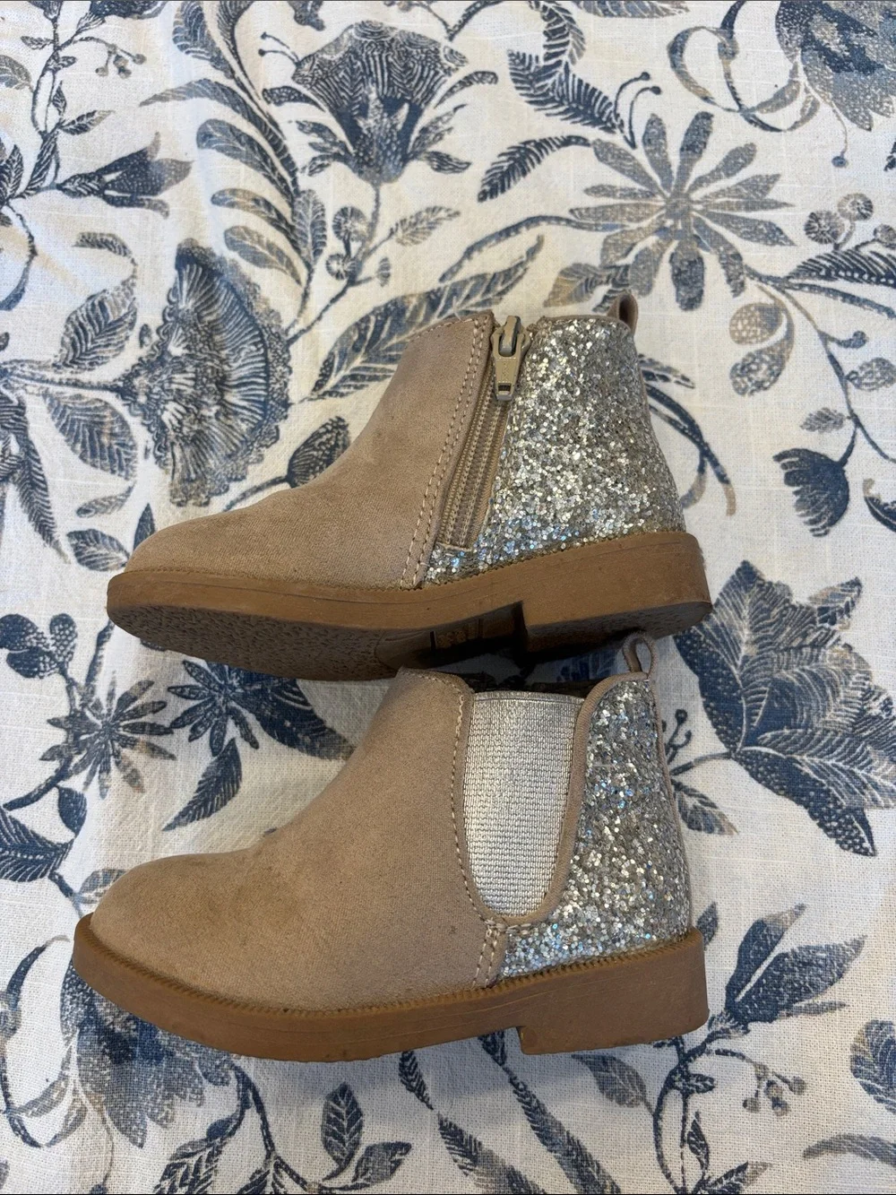 jumping beans Taupe Chelsea Boots with Glitter Heel